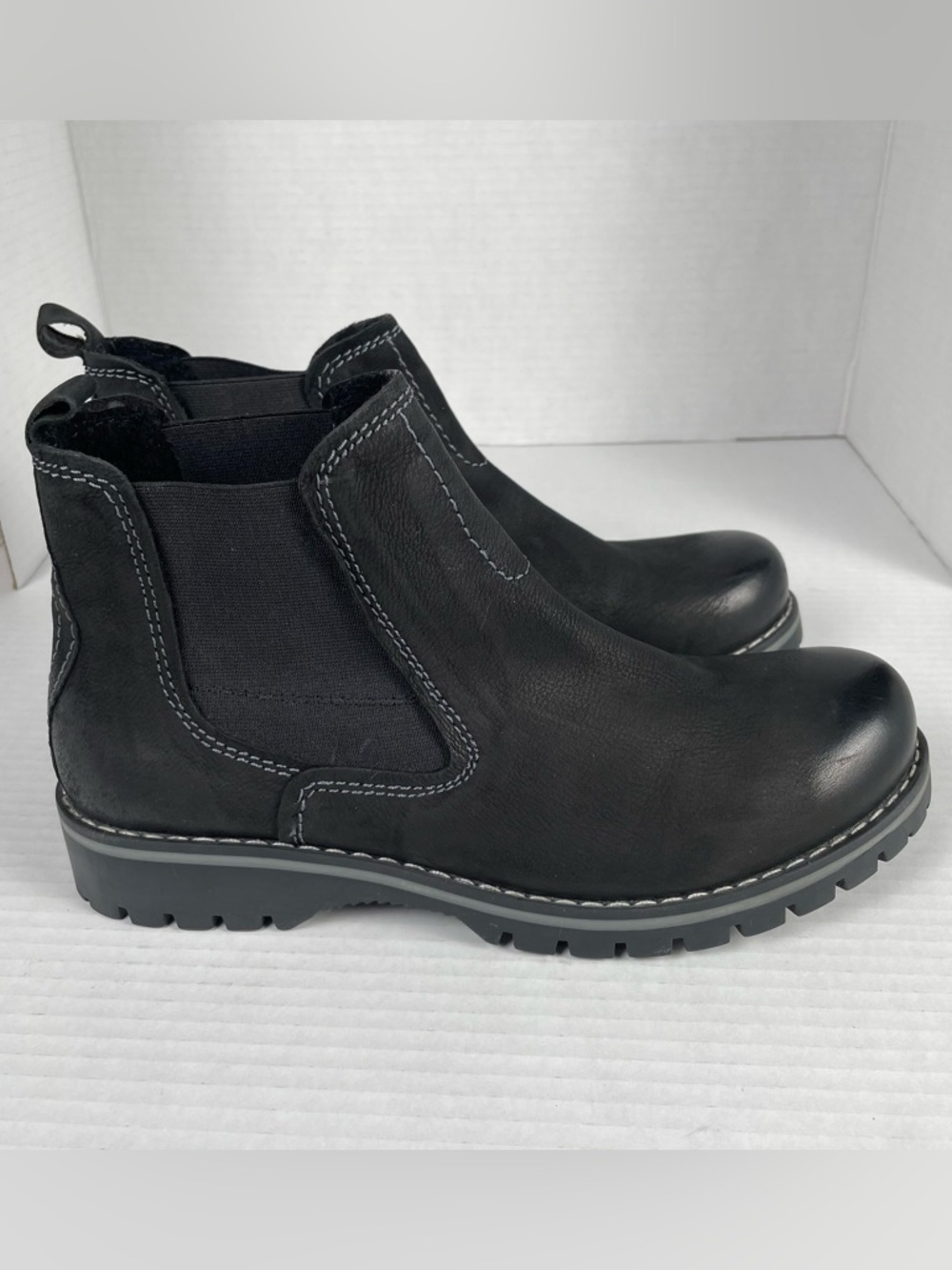 Earth Ranger Renier Chelsea Boots Women’s 8.5 Black Nubuck Leather Chunky Lug - Picture 8 of 14